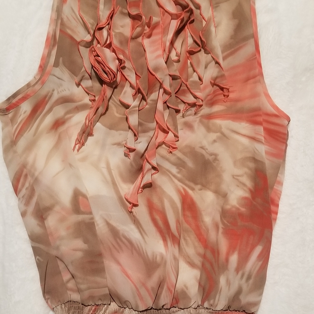 Elegant Coral and Beige Women's Top